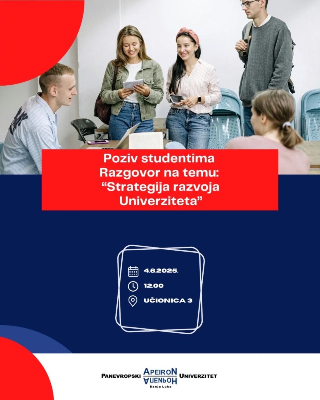 Poziv studentima Panevropskog univerziteta Apeiron!