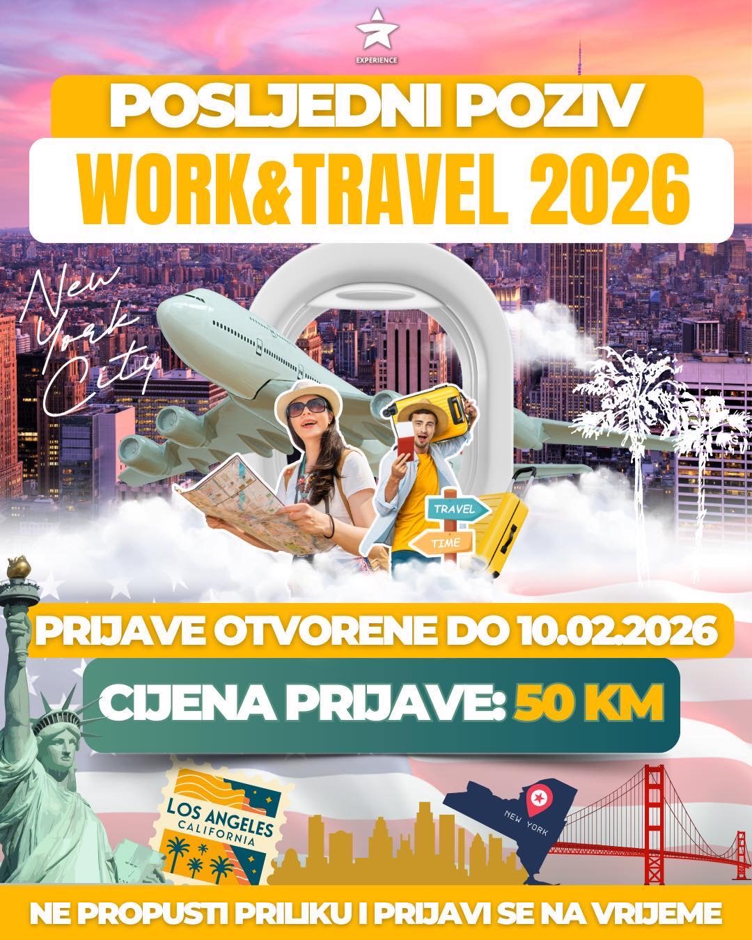 Work & Travel USA 2026 – Posljednji poziv