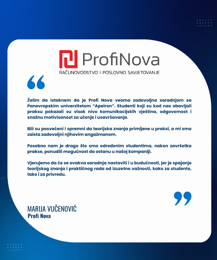 Pozitivne povratne informacije poslodavaca o studentima „Apeirona“
